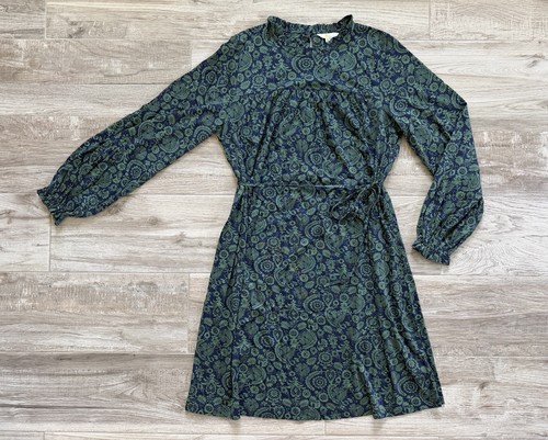NWT Women’s BODEN Easy Yoke Mini Jersey Dress • 14 Long • Green/Navy Floral TALL
