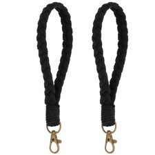 2 Pcs Handmade Bracelet Keychain for Travel Concerts, Black