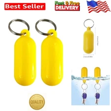 2 Pcs Yellow Floating Keychain Pills-Shape Float Key Rings for Boat Sailings Kay
