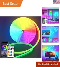 16.4ft Dc24v Rgb Led Neon Rope Lights With Remoteapp Control Waterproof Fl...