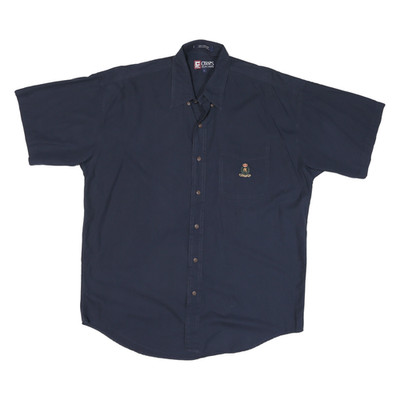 CHAPS Herren Marineblau Freizeithemd L Baumwollmischung Kurzärmelig Knöpfe