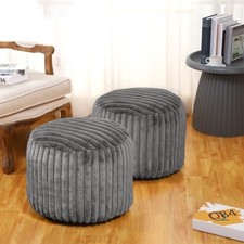 2 Pcsch Unstuffed Pouf Cover Ottoman Foot Rest - No Filler, 20 x 15 In Grey