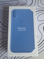 Genuine / Official Apple iPhone XS - Leather Folio Wallet Case - Cornflower Blue