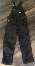Carhartt Bib Overalls 32 X 30 Black relaxed Fit Duck Canvas Double Knee R01-M