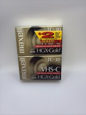 Lot Of 2 -Maxwell VHS-C TC-30 HGX-Gold Premium High Grade Video Tapes New Sealed