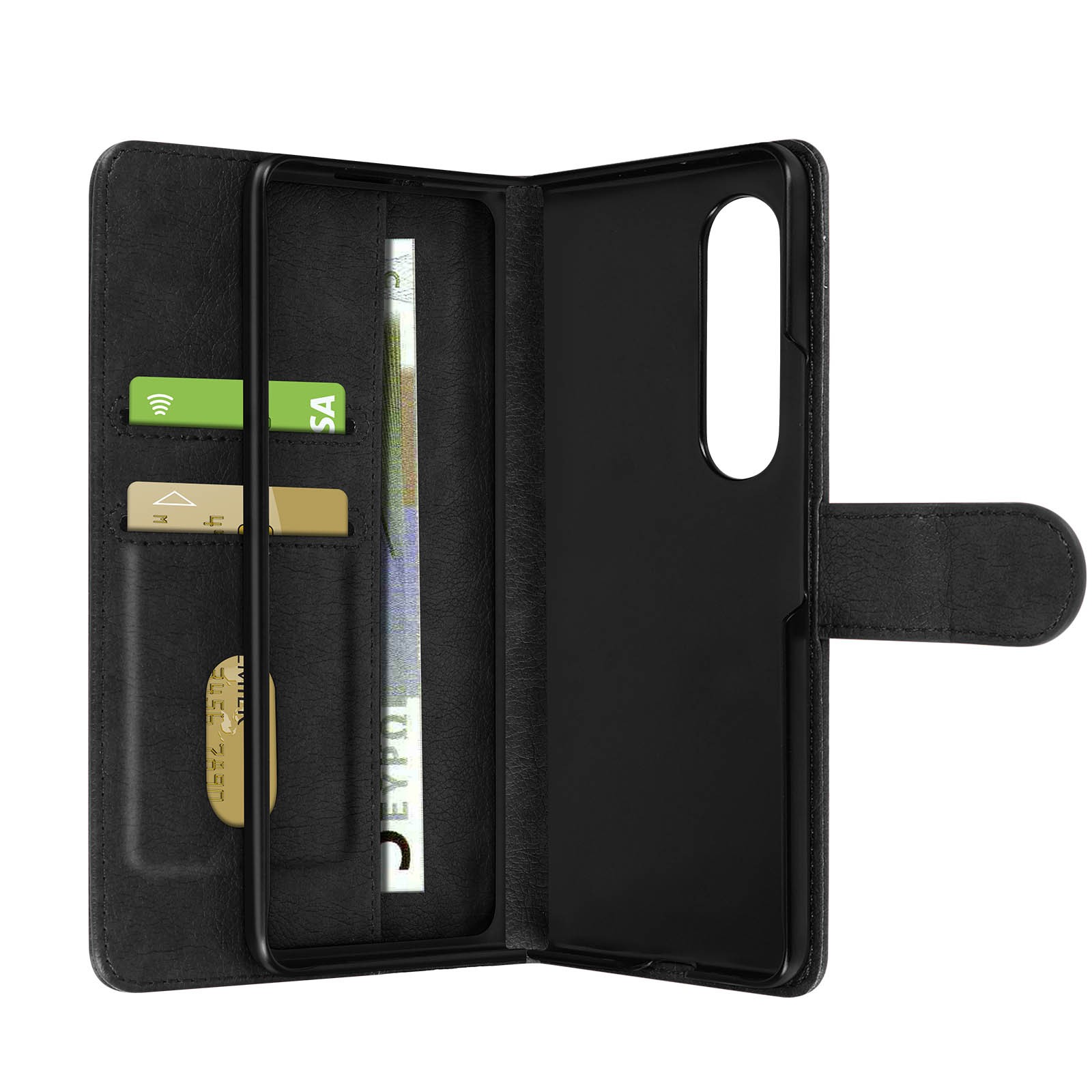 Housse magnétique pour Galaxy Z Fold4 avec étui amovible et porte-carte noir