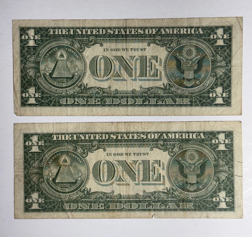 Pair of 1957 $1 Silver Certificates – Blue Seal – Old U.S. Paper Money - Image 2 of 2
