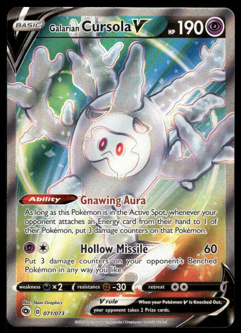 Pokemon TCG Champion's Path #71/73 Galarian Cursola V (Full Art) NM