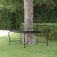 Tree Bench 150cm Black Steel Outdoor Garden Patio Circular Seat