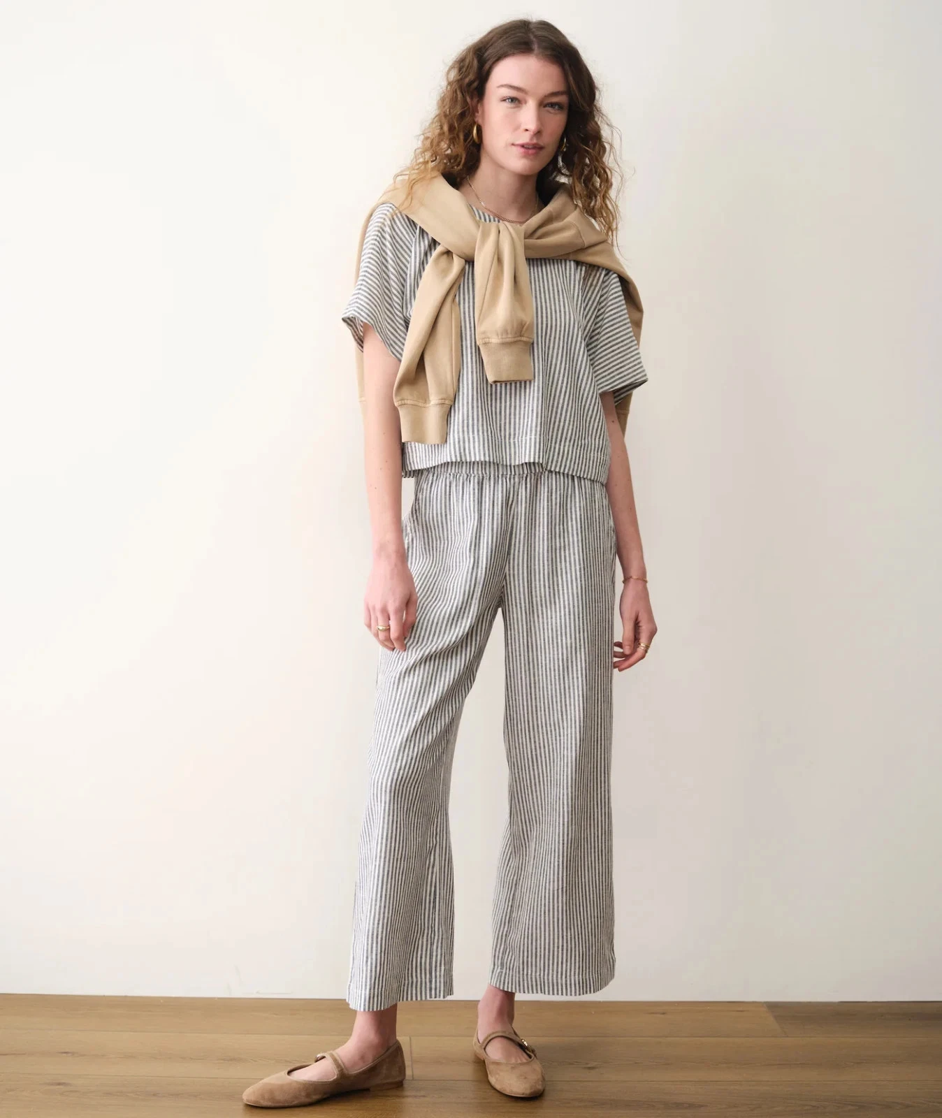 Marine Layer Allison Hemp Trousers Midnight Stripe Hemp Blend Women Medium