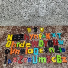 Vintage Alphabet Fridge Magnets Lot Of 48 pcs ABC Letters Mixed + 3 PC Fruit 80s