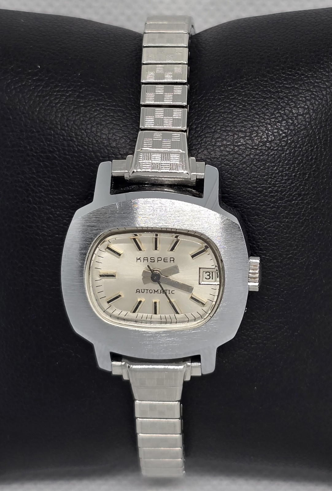 Women's Kasper Automatic Rectangle Date Silver To… - image 5