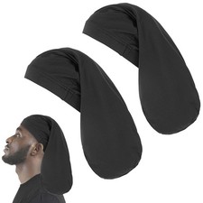 2 Pieces Dreadlock Cap Large Satin Bonnet for Sleeping Long Hair Large, Black