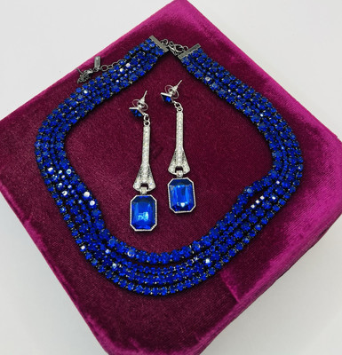  Vera Wang Signed Cobalt Blue Rhinestone  Necklace + Earrings (was $129.)