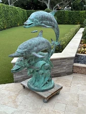 Bronze Dolphin Statue with optional Water Feature 5 ft tall
