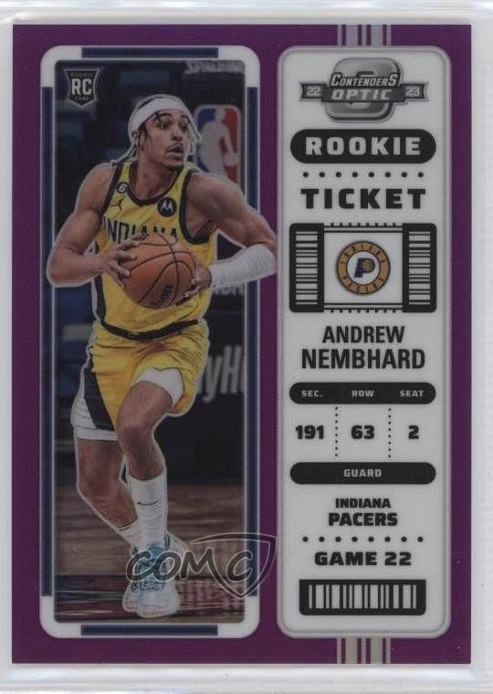 2022 Panini Contenders Optic Rookies Purple Prizm 10/15 Andrew Nembhard RC 0qw3