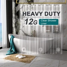 AmazerBath Heavy Duty Shower Curtain Liner 12 Gauge, 72 x 65 Inches Clear Shower