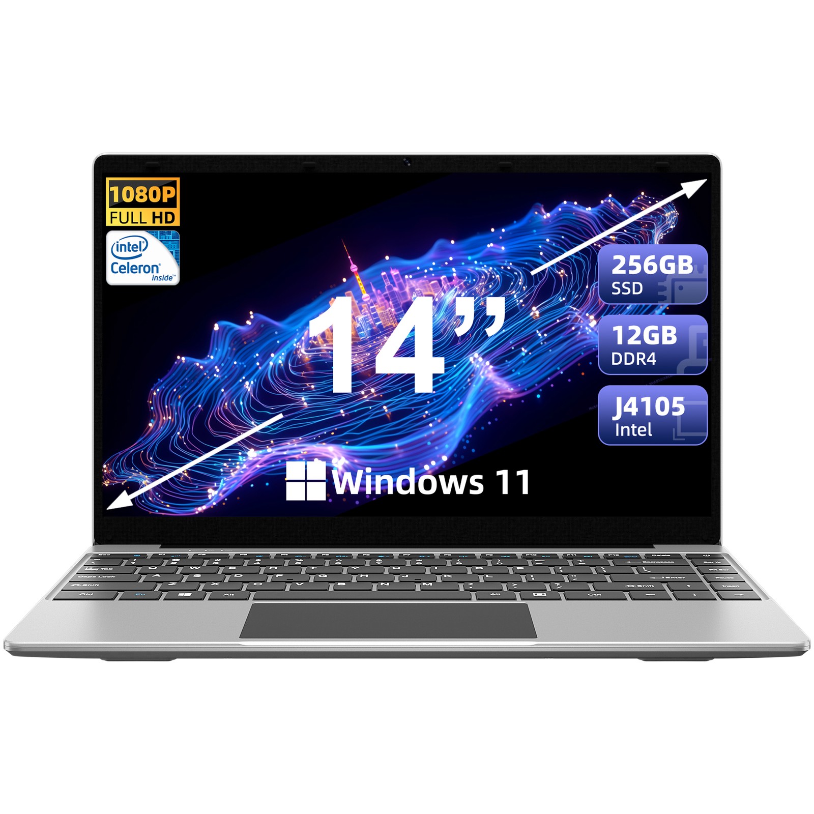 Jumper 14" Laptop, Intel J4105, 12GB RAM, 256GB SSD, Win11, Microsoft 365 Free