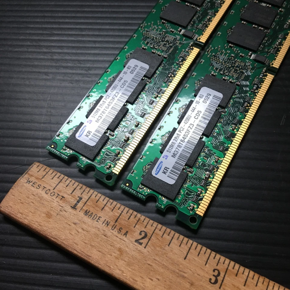 2PCS Samsung 512MB 2Rx8 PC2-4200U-444-10-B3 M378T6453FZ3-CD5 0529 PC Memory - Image 3 of 4