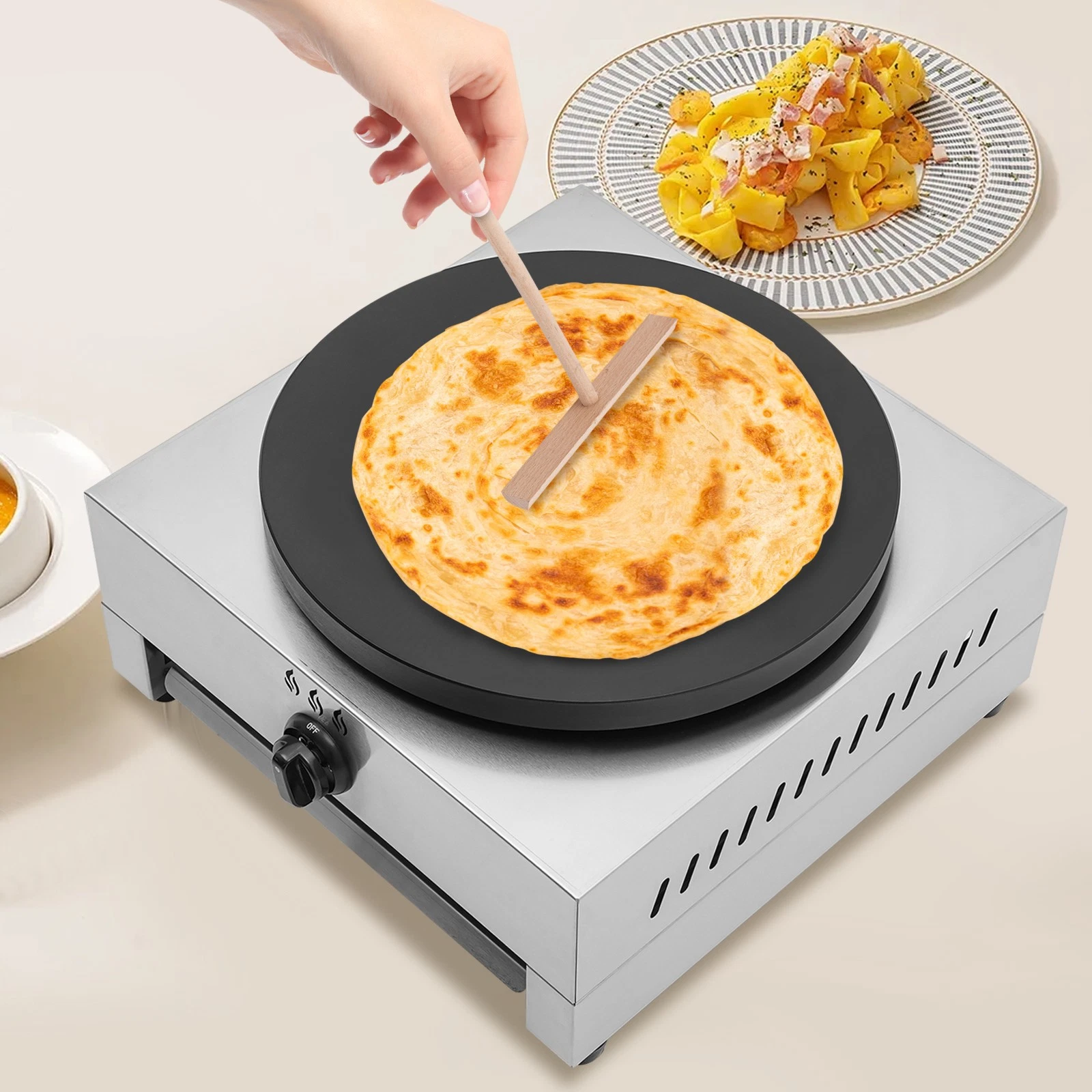 Commercial Crepe Maker Machine,Pancake Big Hotplate,Tabletop Gas Pancake Cooker