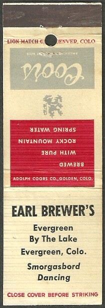 COORS BEER tavern ~ EARL BREWER’S ~ Evergreen By The Lake EVERGREEN, CO colorado