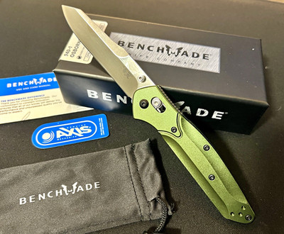 Benchmade 940 Osborne Green Aluminum Reverse Tanto Folding Knife Box & Pouch NEW