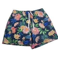 Chubbies Swim Trunks Men’s Medium Blue 5.5" inseam Hawaiian Floral Drawstring