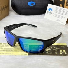 NEW Costa Del Mar Tuna Alley 580P Polarized Sunglasses Black Frame Blue Mirror