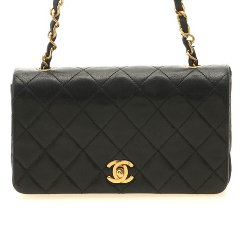 CHANEL Mini Matelasse 19 Turn Lock Full Flap Chain Shoulder Black/Shoulder Bag L