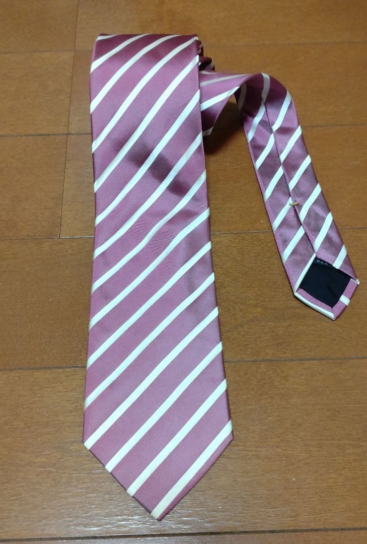 BASSI&BASSI Purple White Stripe Tie 100% Silk 149cm Length