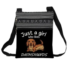 Dachshund Messenger Bag Small Crossbody Adjustable Strap Zipper Cute Women Gift