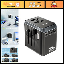 Universal Travel Adapter 30W - 4 USB-C  1 USB-A Ports, Worldwide Plug for EU UK