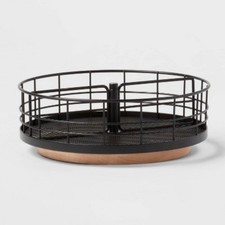11 In Divided Turntable Black Wire with Natural Wood