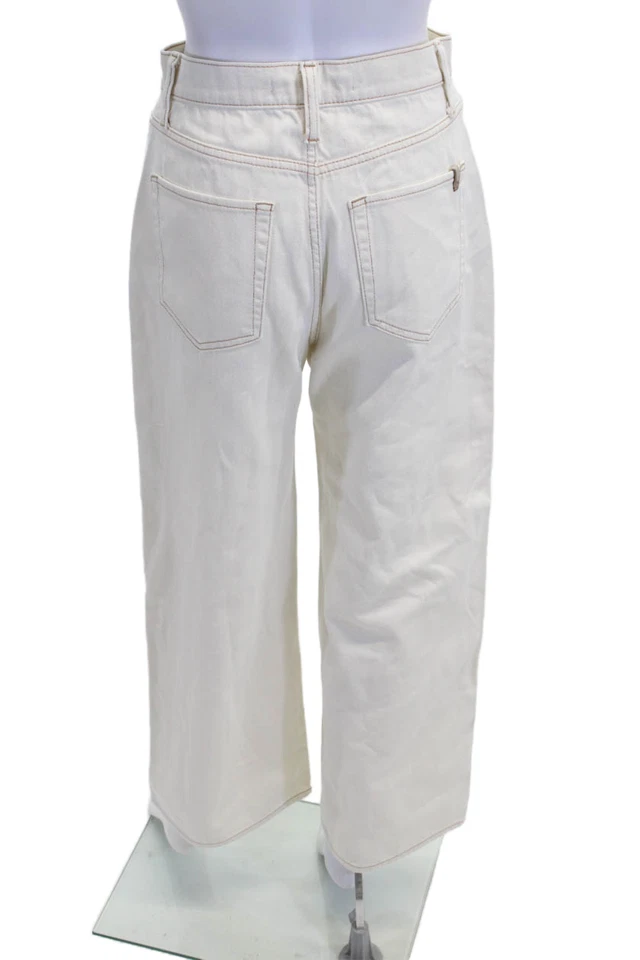 Joes Women Cropped High Rise White Jeans Button 100% Cotton Size 26 - Image 3 of 4