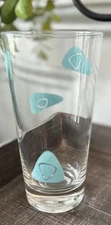 Vintage Federal Glass MCM Atomic Amoeba Boomerang 1 Tumbler Tourquoise