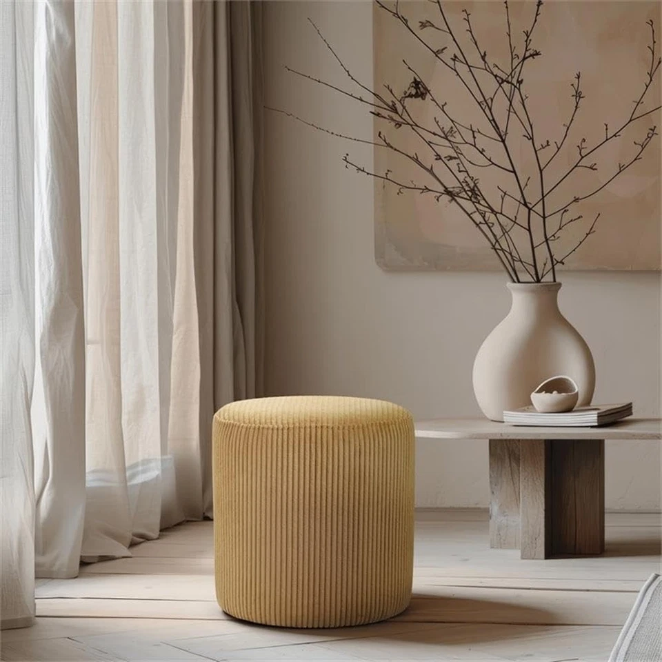 445Yellow Roy Collection Modern | Contemporary Ottoman/Stool with Soft Yellow... - Image 2 of 4