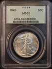 1945-P Walking Liberty Silver Half Dollar - PCGS MS65 OGH! Splendid Eye Appeal!