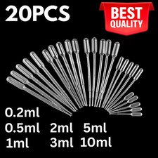 Clear Plastic Pipettes Multible Sizes Dropper Liquid Transfer Oils Perfume UK