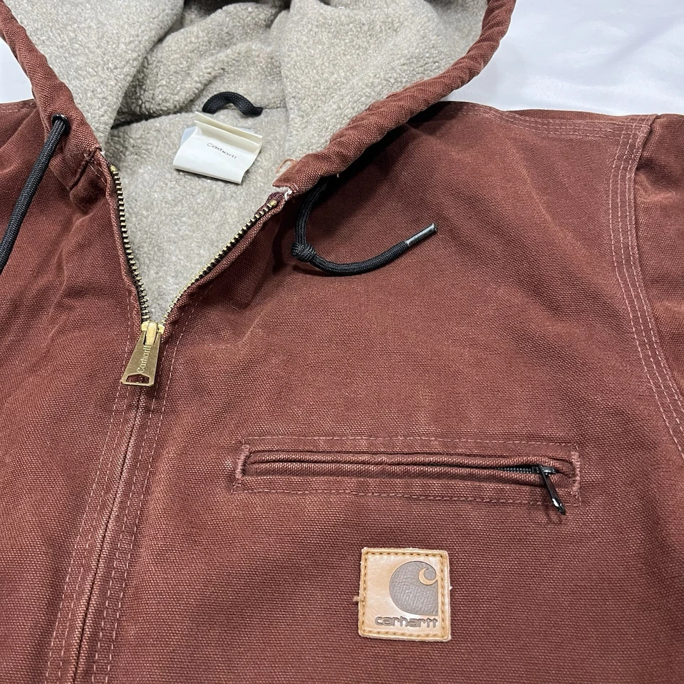 Chaqueta Carhartt J141 Cly Para Hombres S Rojo Óxido Lona Con Capucha Algodón Peso Pesado Foto 2 de 4