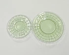 Anchor Hocking Uranium Glass Saucer Dinner Plate Green UV Glow Vintage Glass
