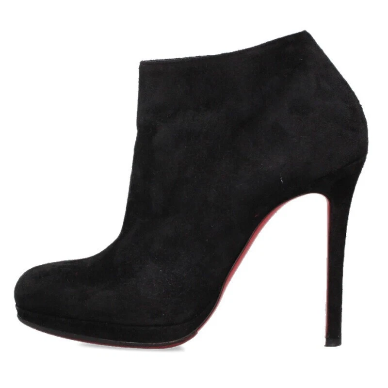 Christian Louboutin — Christian Louboutin Pin Heel Bootie Short Boot Sandal EU:35 US:5 Black Velvet