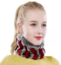 Real Rabbit Fur Headband Scarf for Women Knitted Fur Neck Warmer Fur Hat