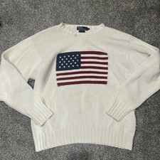 Vintage Polo Ralph Lauren Men s American Flag Knit Sweater Size XL