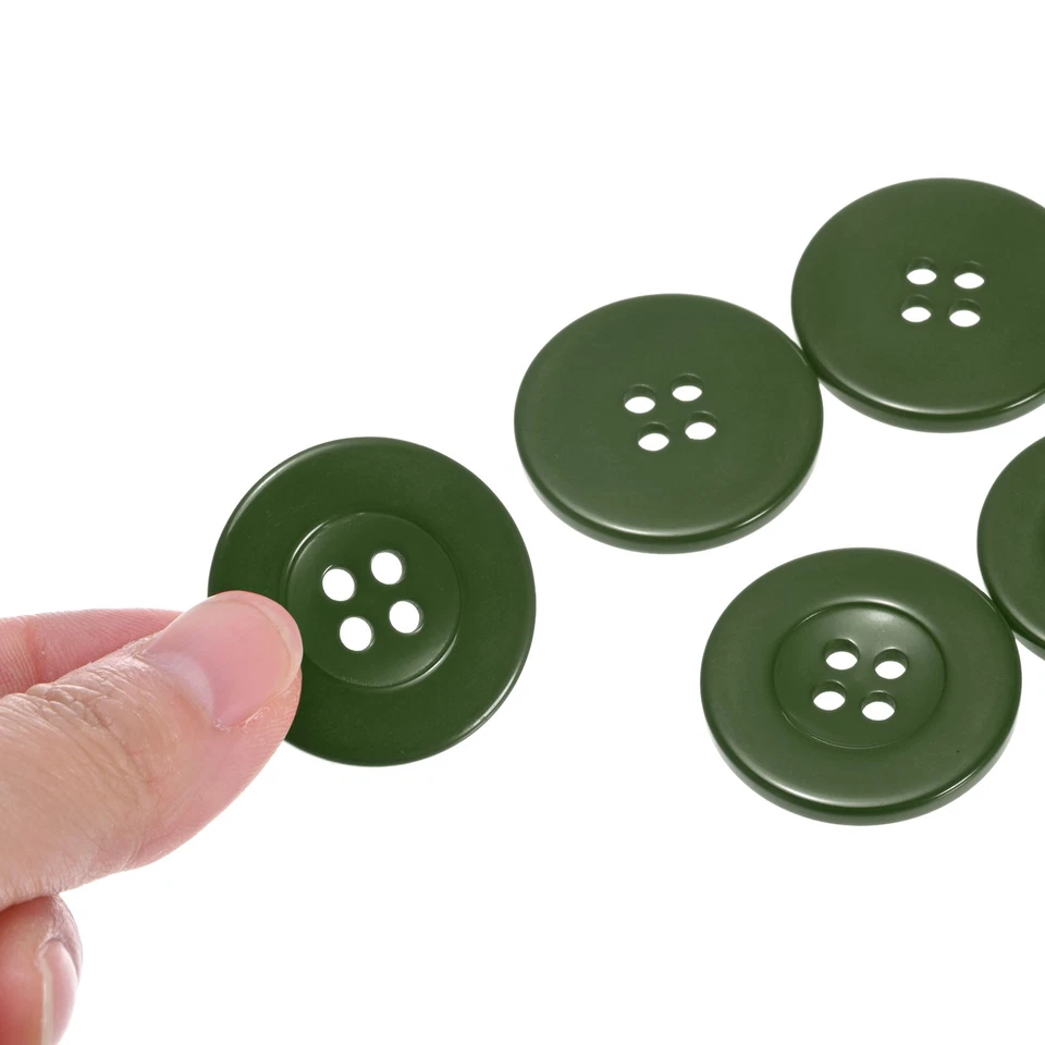 10 peças botões de costura de resina 1-1/4" redondo plano 4 furos botões de artesanato verde escuro - Imagem 4 de 4