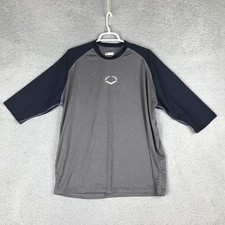 Camisa Evoshield Para Hombres Grande Gris Negra Manga 3/4 Rendimiento Béisbol Softbol