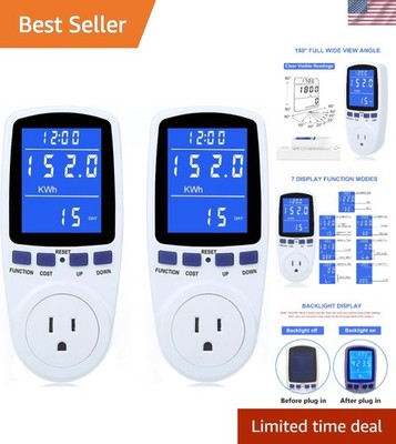 2 Pack Upgraded Watt Meter Power Meter Plug Home Electricity Usage Monitor, E...