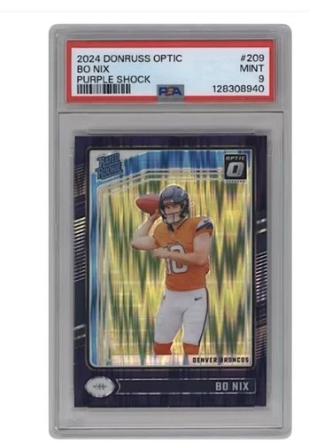 2024 Panini Donruss Optic - Rated Rookie Bo Nix #209 Purple Shock Prizm PSA 9