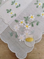 Vgt Pink Batiste Embroidered Original 2 Stickers Hankie Handkerchief