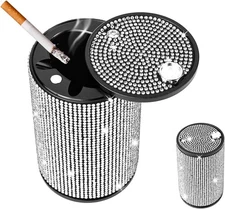 Portable Auto Ashtray with Lid, Smokeless Ashtrays for Auto Cup Holder, Vehi