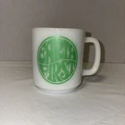 Rare Vintage Earth First Ecology Now 1970's Milk Glass Mug Coffee Cup